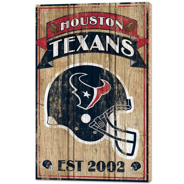 Letreros de madera de los Houston Texans: 1/2" de grosor, 15" x 24"