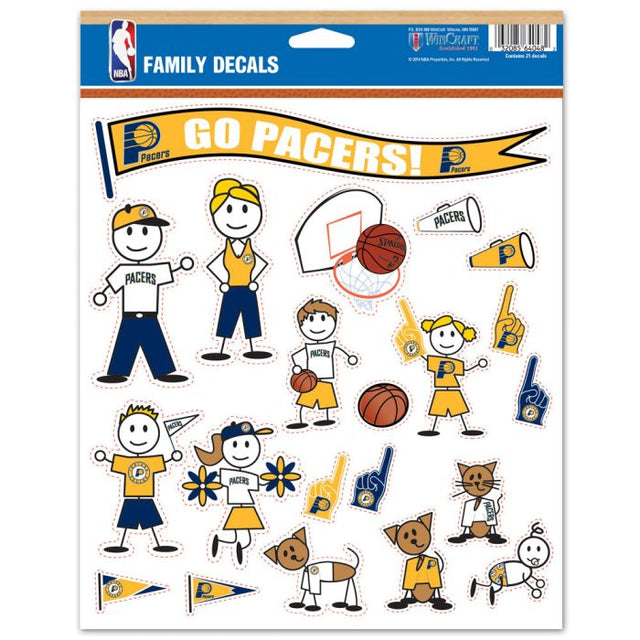 Indiana Pacers Family Decal Sheet 8.5" x 11"