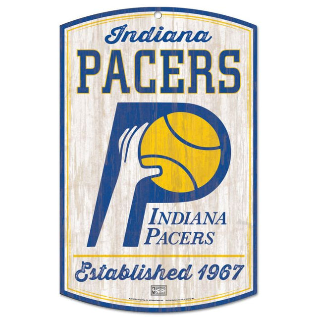 Indiana Pacers Hardwoods Wood Sign 11" x 17" 1/4" thick