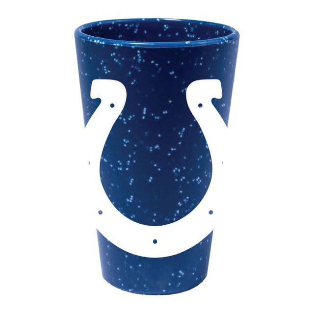 Vaso de pinta de silicona de 16 oz con diseño de los Indianapolis Colts en color azul moteado