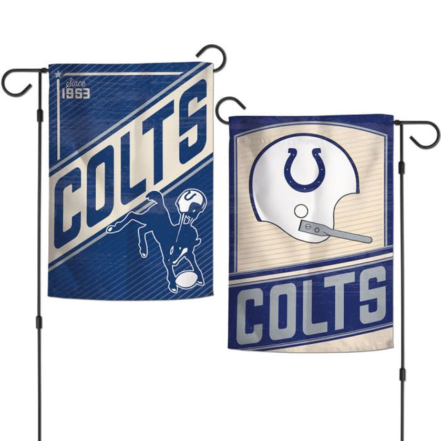 Banderas de jardín retro con logotipo clásico de los Indianapolis Colts, de 2 lados, 12,5" x 18"