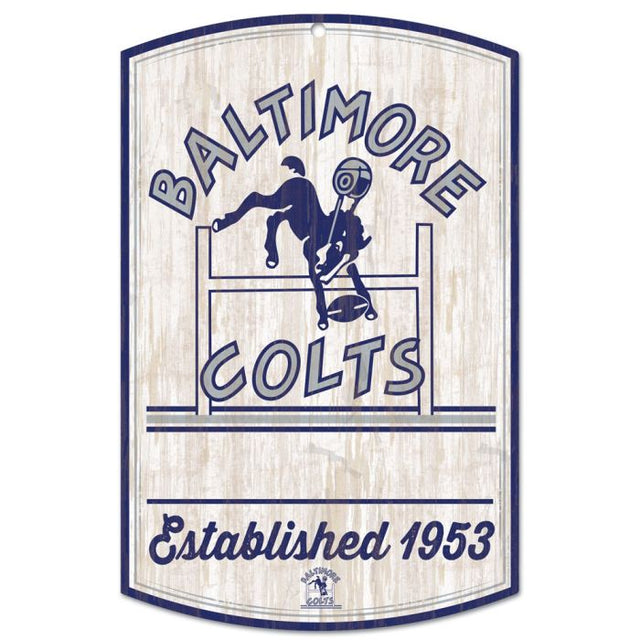 Letrero de madera retro con el logotipo clásico de los Indianapolis Colts, 11" x 17", 1/4" de grosor