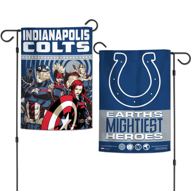 Indianapolis Colts / Marvel (C) 2021 Marvel Garden Flags 2 sided 12.5" x 18"