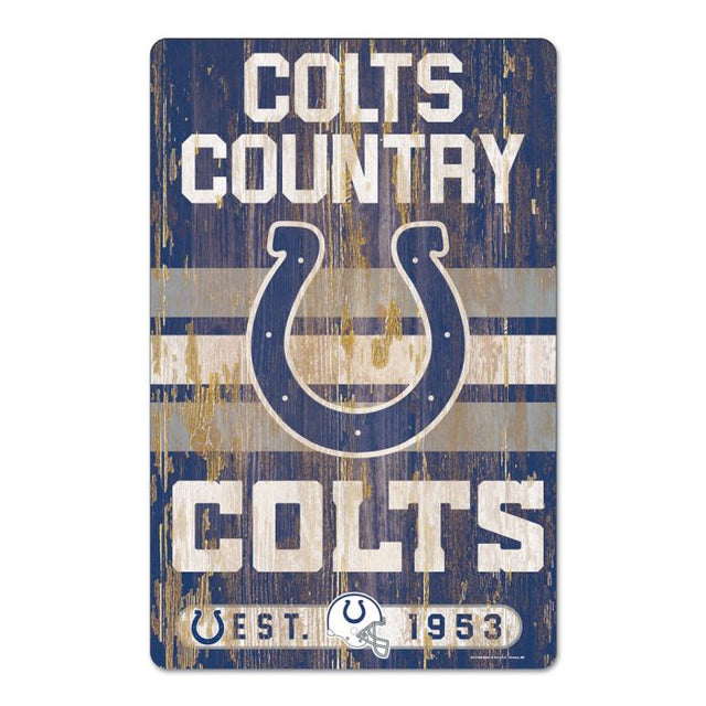 Letrero de madera con el lema de los Indianapolis Colts, 11" x 17", 1/4" de grosor