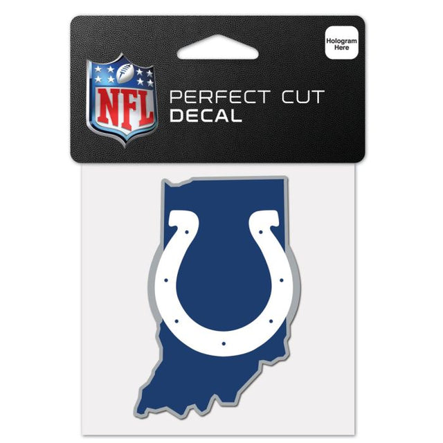 Calcomanía de color con corte perfecto y forma del estado de los Indianapolis Colts, 4" x 4"