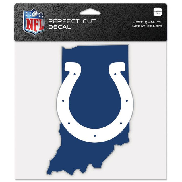 Calcomanía de color con corte perfecto y forma del estado de los Indianapolis Colts, 8" x 8"