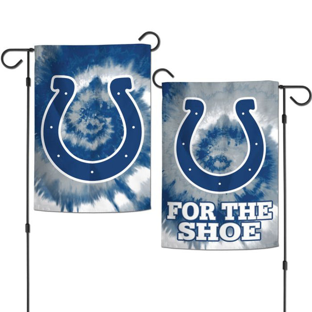 Banderas de jardín teñidas anudadas de los Indianapolis Colts, de 2 lados, 12,5" x 18"