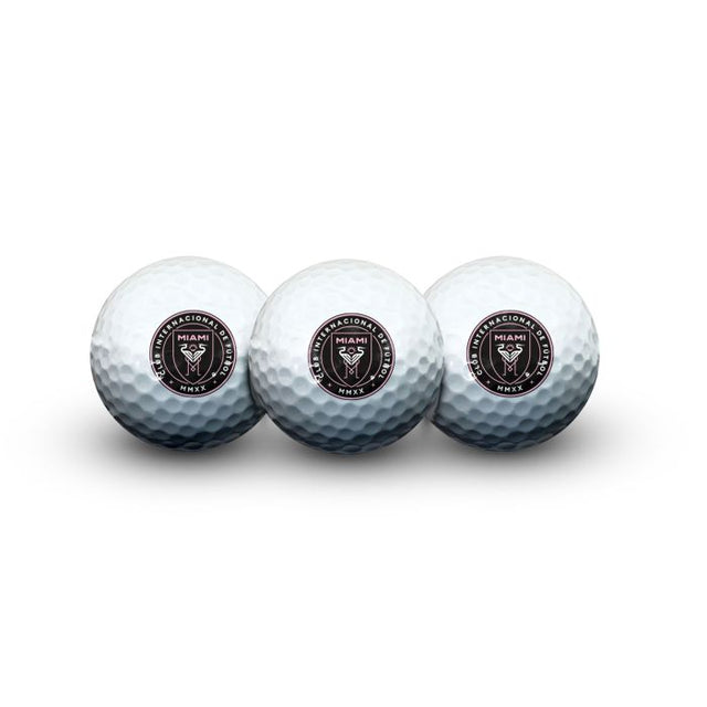 3 pelotas de golf con logotipo principal del Inter Miami CF en formato concha