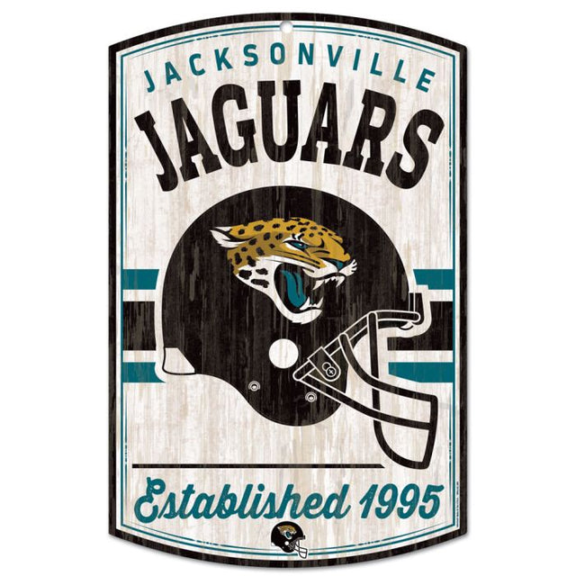 Letrero de madera retro con el logotipo clásico de los Jacksonville Jaguars, 11" x 17", 1/4" de grosor