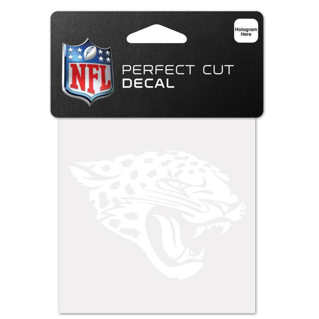 Calcomanía blanca de corte perfecto de Jacksonville Jaguars de 4" x 4"