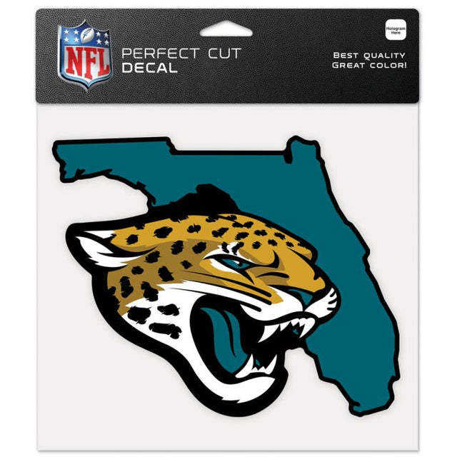 Calcomanía de color con corte perfecto y forma del estado de Jacksonville Jaguars, 8" x 8"