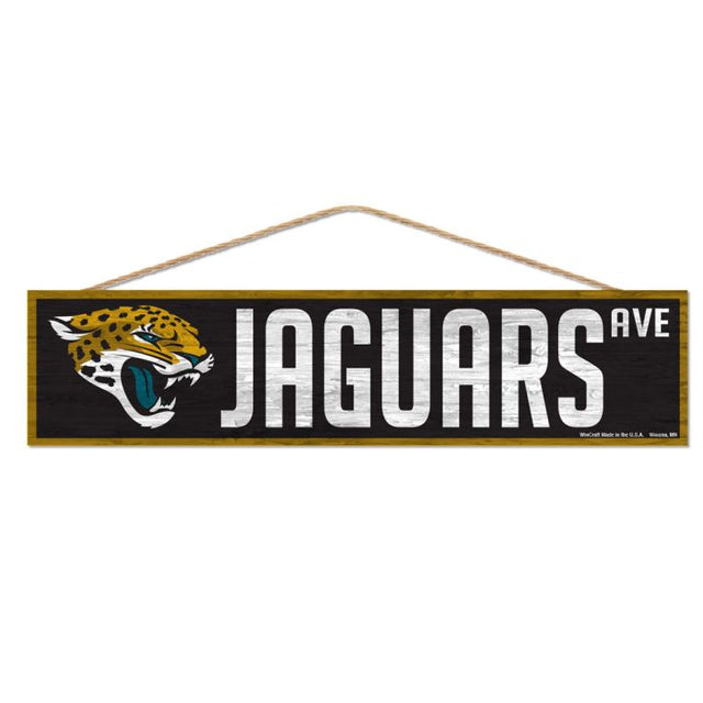 Letrero de madera de los Jacksonville Jaguars con cuerda, 4" x 17"