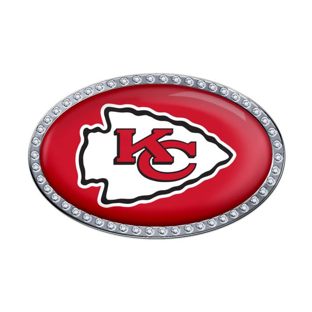 Emblema de metal cromado abovedado de los Kansas City Chiefs