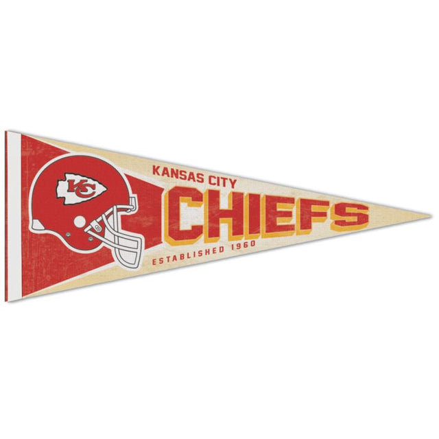 Banderín premium retro con logotipo clásico de los Kansas City Chiefs, 12" x 30"