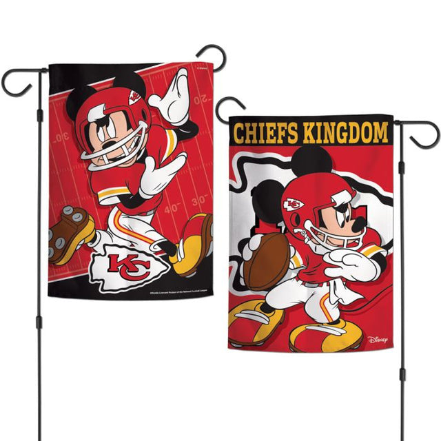 Banderas de jardín de los Kansas City Chiefs y Mickey Mouse de Disney, de 2 lados, 12,5" x 18"