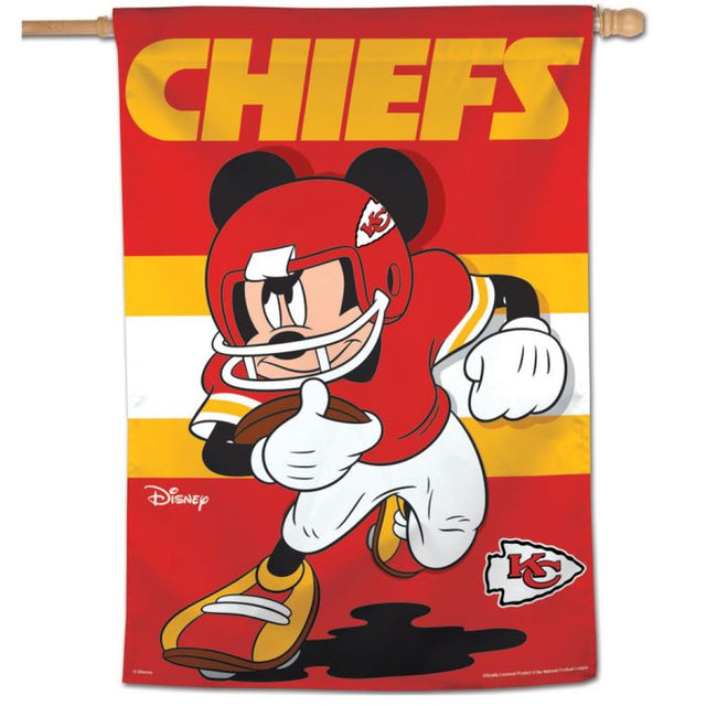 Bandera vertical de los Kansas City Chiefs / Disney Mickey Mouse de 28" x 40"