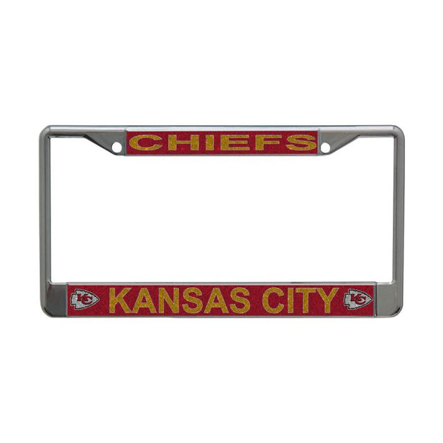 Marco con licencia impresa de los Kansas City Chiefs con purpurina, talla S/L