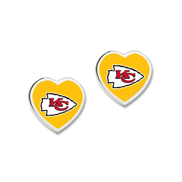 Pendientes con corazón en 3D de los Kansas City Chiefs con el logo de corazón