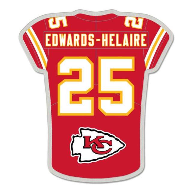 Tarjeta de joyería con pin de colección de la camiseta de los Kansas City Chiefs de Clyde Edwards-Helaire