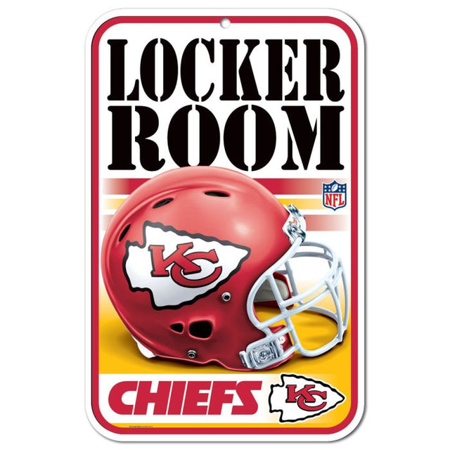 Letrero de plástico para vestuario de los Kansas City Chiefs, 11" x 17"