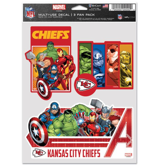 Kansas City Chiefs / Marvel (C) Paquete de 3 ventiladores multiusos Marvel 2021