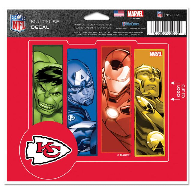 Calcomanía multiusos de Marvel de los Kansas City Chiefs/Marvel (C) 2021: corte con el logotipo de 5" x 6"