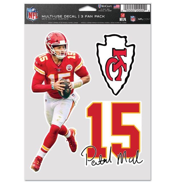 Paquete multiusos para 3 fanáticos de los Kansas City Chiefs Patrick Mahomes II