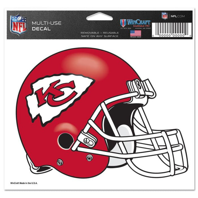 Calcomanía multiusos de los Kansas City Chiefs, fondo transparente, 5" x 6"