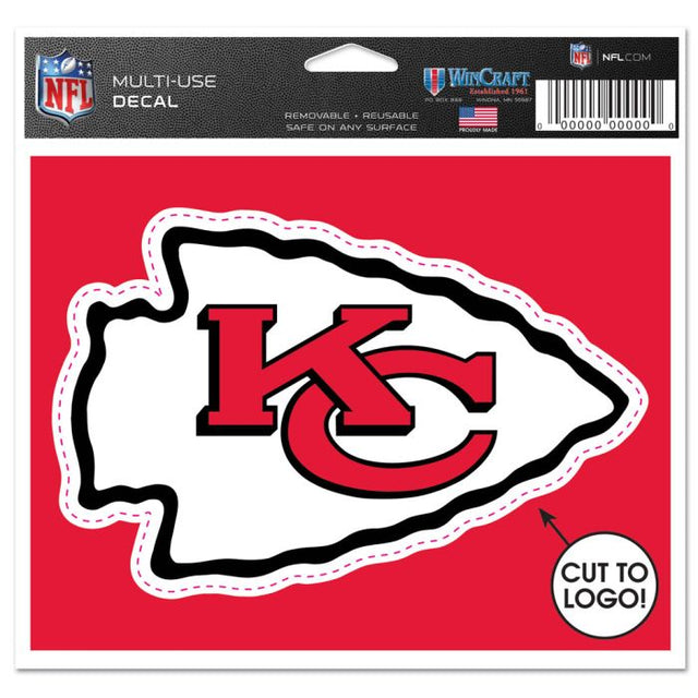 Calcomanía multiusos de los Kansas City Chiefs: cortada según el logotipo, 5" x 6"