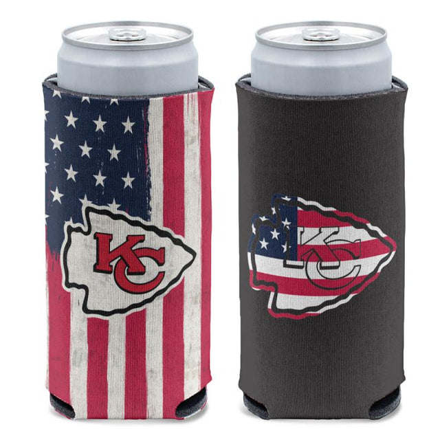 Enfriador de latas delgado de 12 oz con diseño patriótico de los Kansas City Chiefs