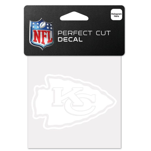 Calcomanía blanca de corte perfecto de los Kansas City Chiefs de 4" x 4"