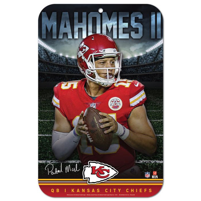 Letrero de plástico de los Kansas City Chiefs de 11" x 17" Patrick Mahomes II