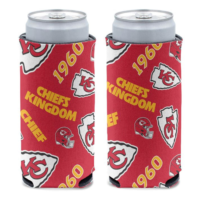 Refrigerador para latas delgado de 12 oz con estampado disperso de los Kansas City Chiefs