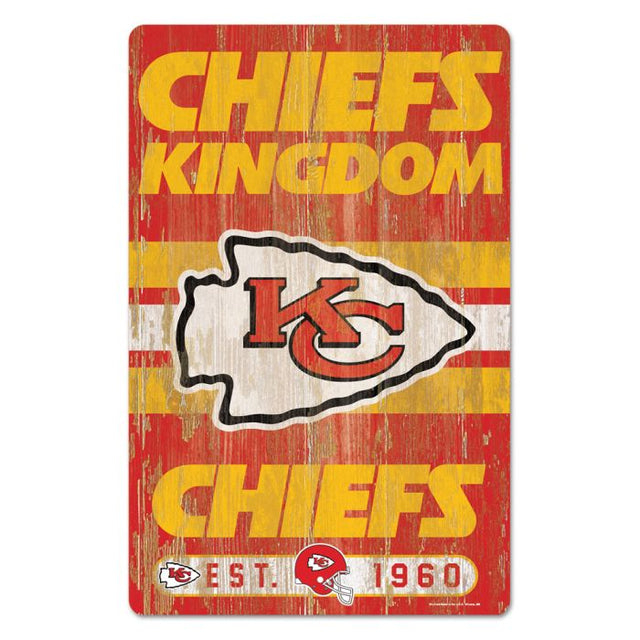 Letrero de madera con el eslogan de los Kansas City Chiefs, 11" x 17", 1/4" de grosor