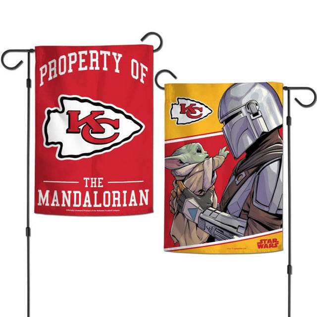 Banderas de jardín de los Kansas City Chiefs y Star Wars Mandalorian de 2 lados, 12,5" x 18"