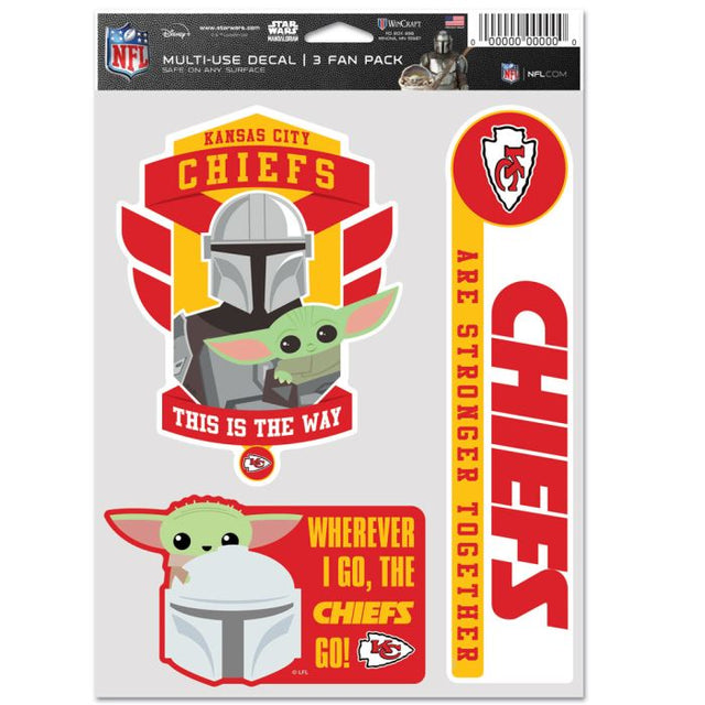 Paquete multiusos para 3 fanáticos de los Kansas City Chiefs y Star Wars Mandalorian