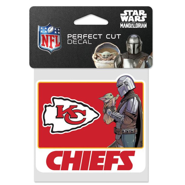 Calcomanía de color de corte perfecto de los Kansas City Chiefs/Star Wars Mandalorian de 4" x 4"