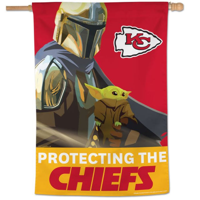 Bandera vertical de los Kansas City Chiefs y Star Wars Mandalorian de 71 x 101 cm