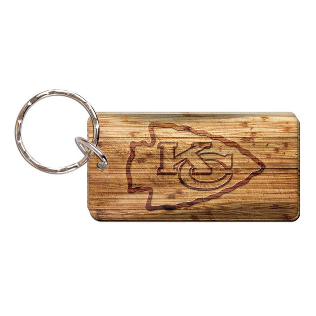 Llavero rectangular de madera de los Kansas City Chiefs