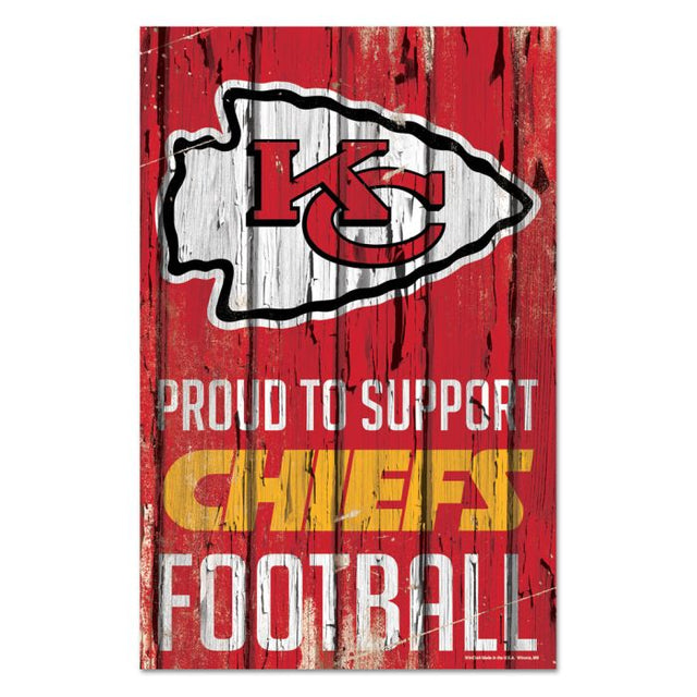 Letrero de madera de los Kansas City Chiefs, 11" x 17", 1/4" de grosor