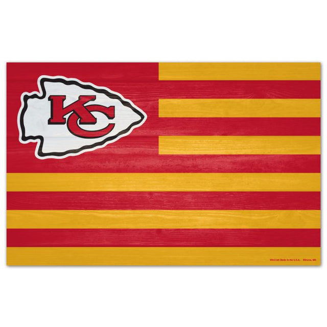 Letrero de madera de los Kansas City Chiefs, 11" x 17", 1/4" de grosor