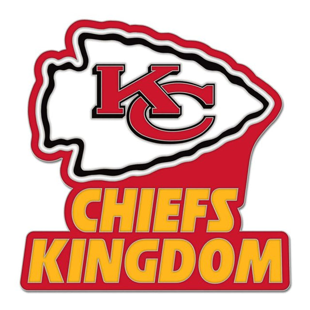 Tarjeta de joyería con pin esmaltado de colección con el lema de los Kansas City Chiefs