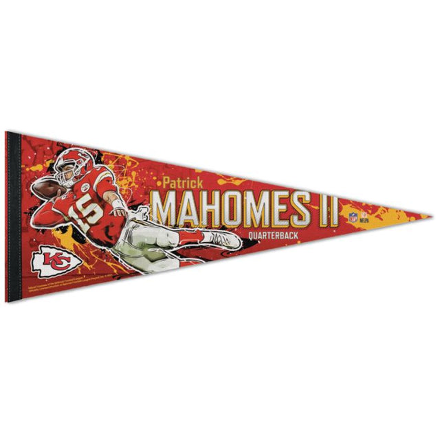 Banderín premium con salpicaduras de los Kansas City Chiefs de 12" x 30" Patrick Mahomes II