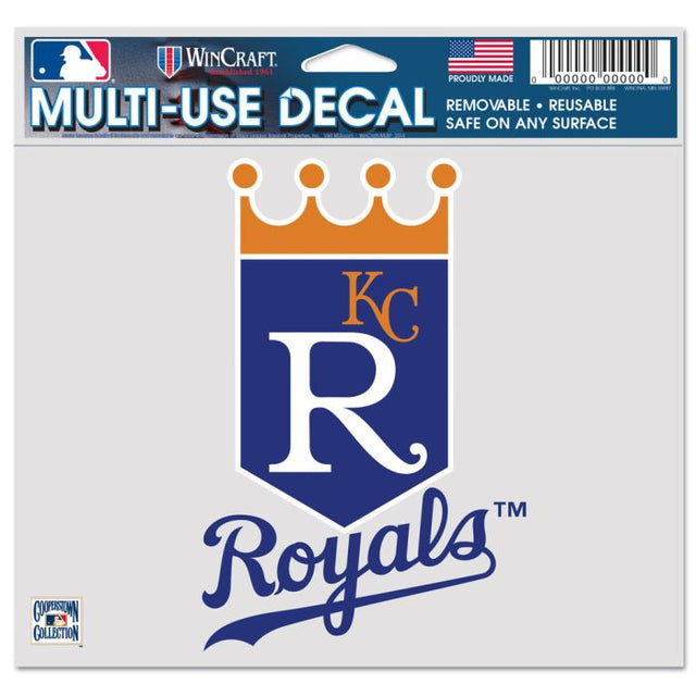 Kansas City Royals / Cooperstown Multi-Use Decal -Clear Bckrgd 5" x 6"