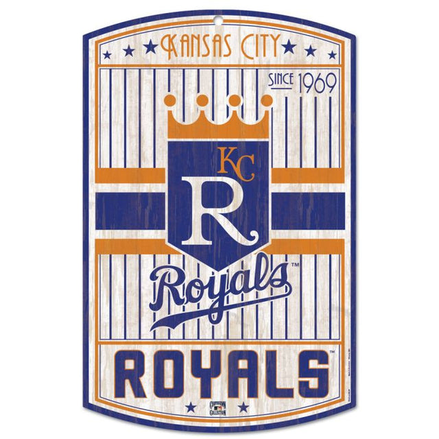 Letrero de madera de Cooperstown de los Kansas City Royals, 11" x 17", 1/4" de grosor