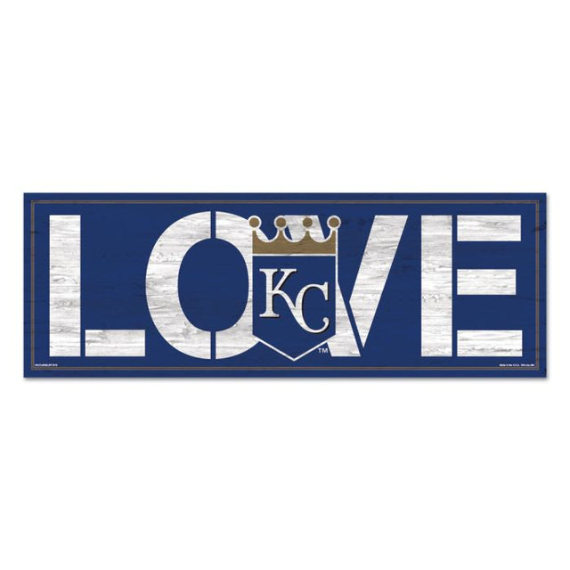 Letrero de madera con la leyenda "Love" de Kansas City Royals, 8" x 23", 1/4" de grosor