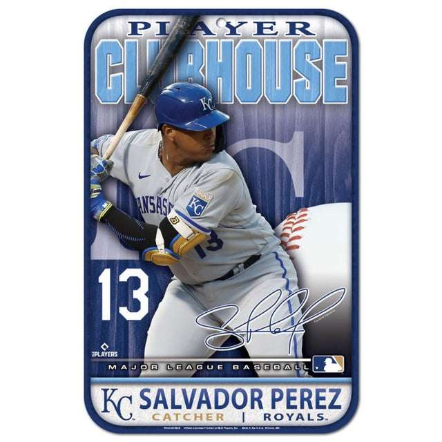 Letrero de plástico de los Kansas City Royals de 11" x 17" de Salvador Pérez