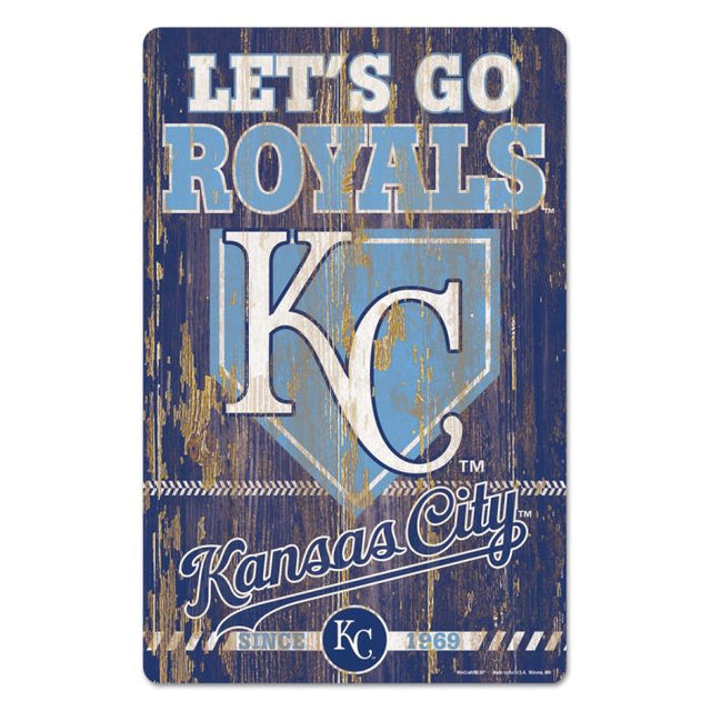 Letrero de madera con el lema de los Kansas City Royals, 11" x 17", 1/4" de grosor