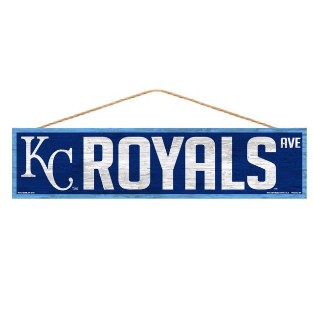 Letrero de madera de los Kansas City Royals con cuerda, 4" x 17"