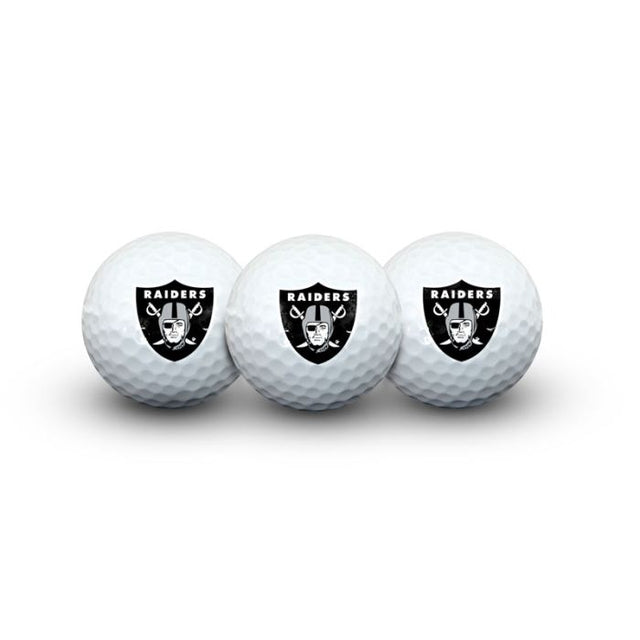 3 pelotas de golf de los Raiders de Las Vegas en estuche tipo concha